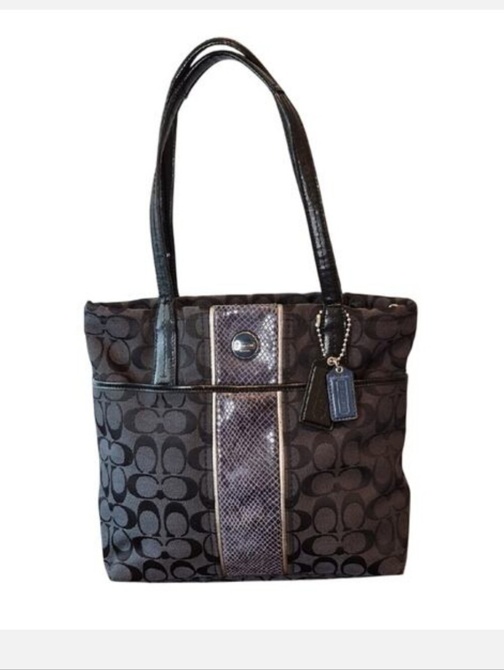 Coach Indigo Black Python Stripe Tote EUC